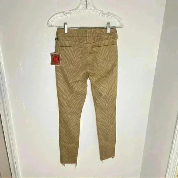 NEW MOTHER The Looker Ankle Fray Jeans Sweet Stripes Animal Print Denim Bohemian - Picture 5 of 10